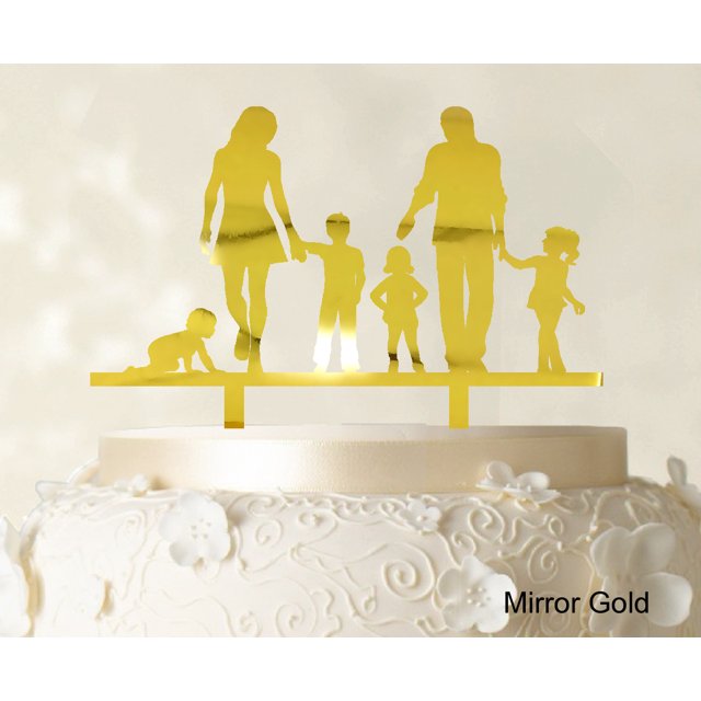 Personalized Family Cake Topper Custom Silhouette Wedding Cake Topper Cake Decorations Option Available 6-7 Inches Wide