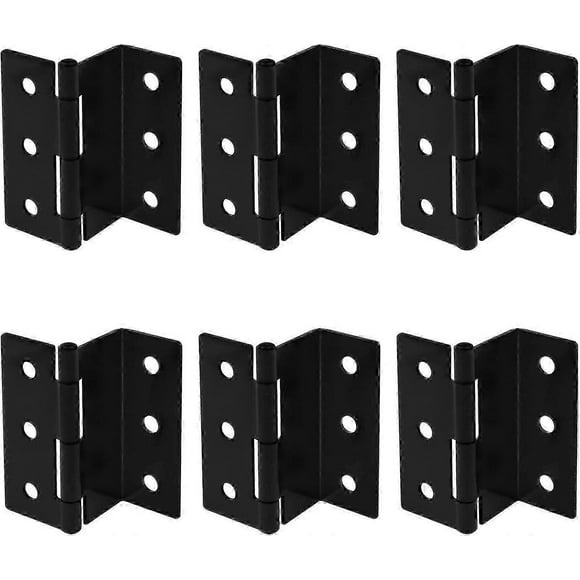6pcs 76mm Length Half Surface Hinges, Trunk Hinges, Door Offset Hinges, 1.8mm Thickness, Retro Tri-Fold Semi-Blackout Steel Shutter Hinges
