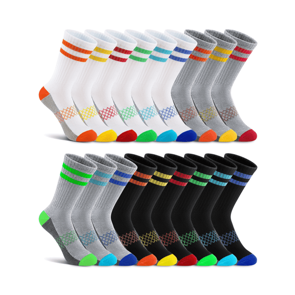 COMFOEX Child Crew Socks 18 Pairs Boys & Girls Ankle Lightweight Socks Breathable Kids Long Socks