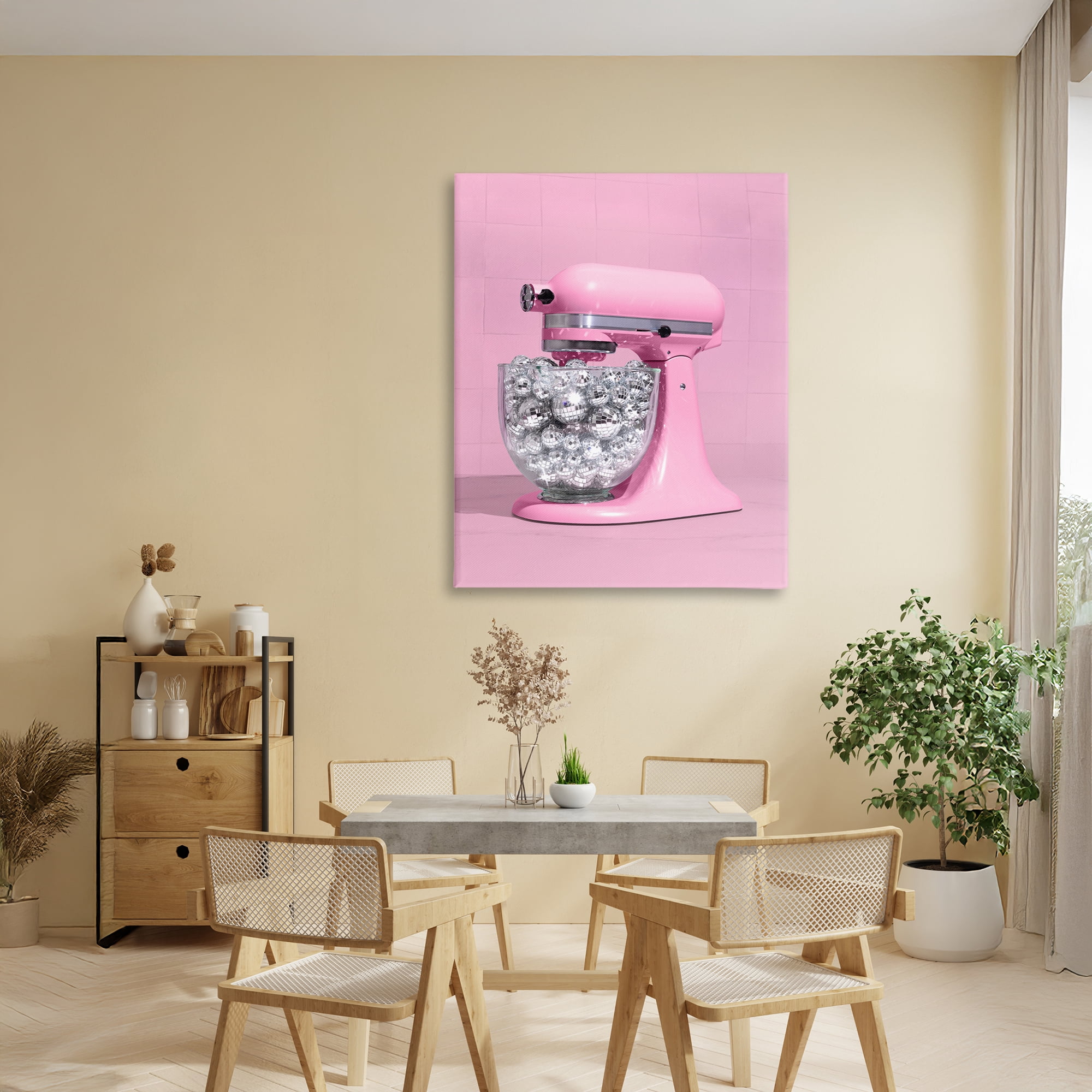 Stupell Industries Disco Kitchen Mixer over Pink Canvas Wall Art, design by LISH Creative