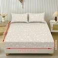 thumbnail image 5 of SEANATIVE King Size Fitted Sheet Set 1 Fitted Bed Sheet with 2 Pillowcases Soft Stretchy Bed Covers Comfortable Decorative Bedding Set with Elastic Edge, Floral Beige, 5 of 7