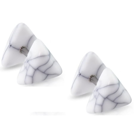 Body Accentz Earrings Rings Fake Acrylic Stone Pattern 316L Surgical Steel Cheater Barbell 16 gauge - Sold as a pair