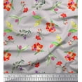 thumbnail image 1 of Soimoi Gray Japan Crepe Satin Fabric Leaves & Tulip Floral Print Fabric by the Yard 42 Inch Wide, 1 of 3