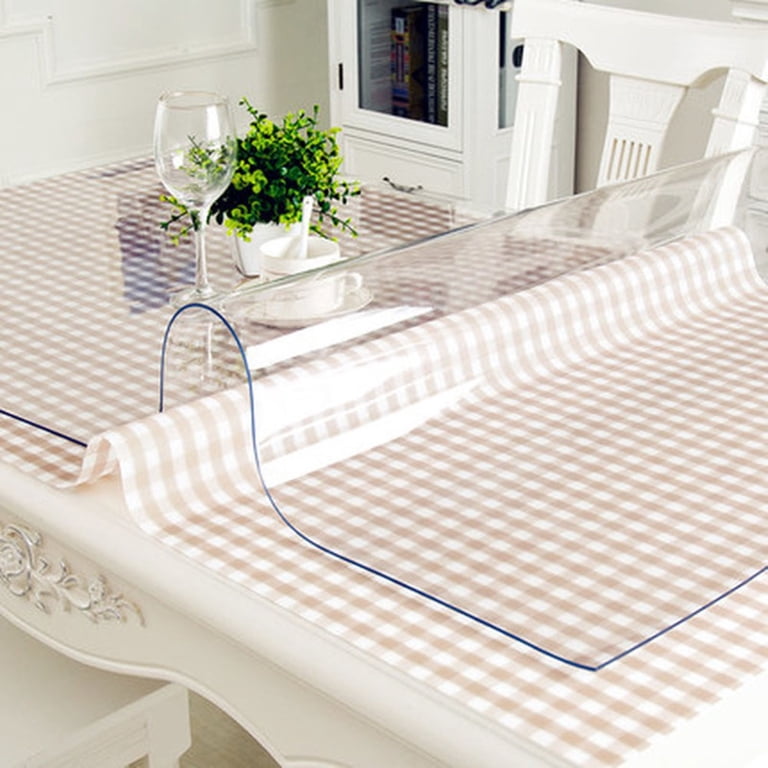 Ganeen Clear Plastic Table Cover Protector 15.8 X 23.6 Inch, 1.5mm Thick Nightstand Protector Rectangle, PVC Coffee ＆Dresser Table Cover Mat, Can Be Trimmed To Fit Irregular Occasion(1 Piece,Smooth