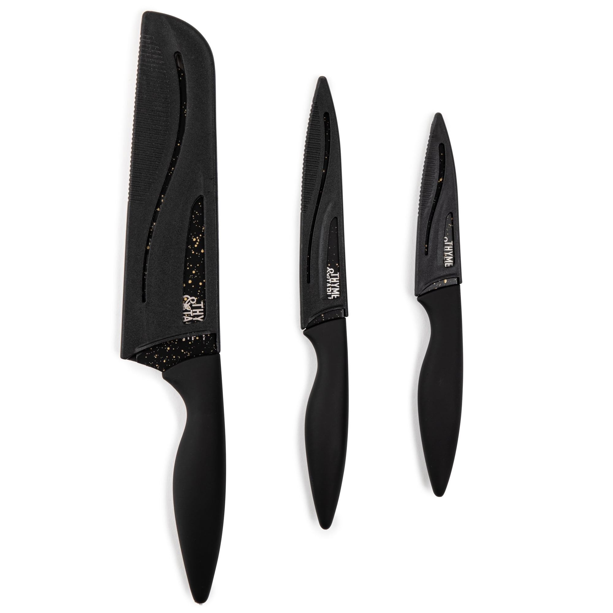 Thyme & Table Black Speckled Knife Set