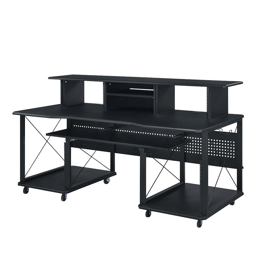 ACME Megara Frame Music Desk with Shelves And Compartments in Black Finish