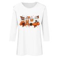 thumbnail image 5 of VKOYWKM Women's Halloween Tops 3/4 Sleeve Spooky Pumpkin Ghost Graphic T Shirts Fall Crew Neck Loose Party Blouses Halloween Costume, 5 of 5