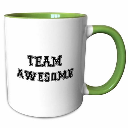 

3dRose Team Awesome - fun black text design in preppy retro college font - Dont forget to be awesome DFTBA - Two Tone Green Mug 11-ounce