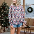thumbnail image 2 of black of friday specials Women's Christmas Printed T Shirts Tops Trendy Cute Long Sleeve Round Neck Shirts Loose Fit Hoodless Pullover Lightweight Blouses, 2 of 6