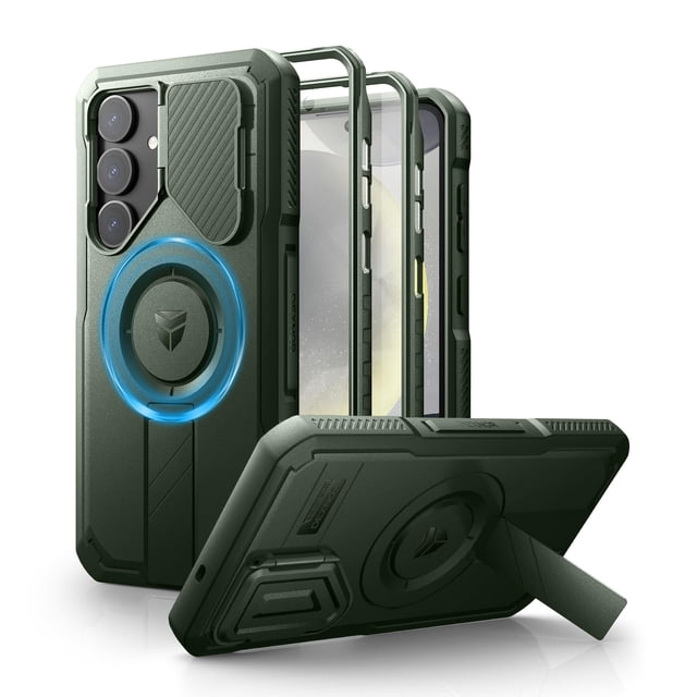 Funda Dexnor para Samsung Galaxy S25 Plus con funda de cámara, color verde militar