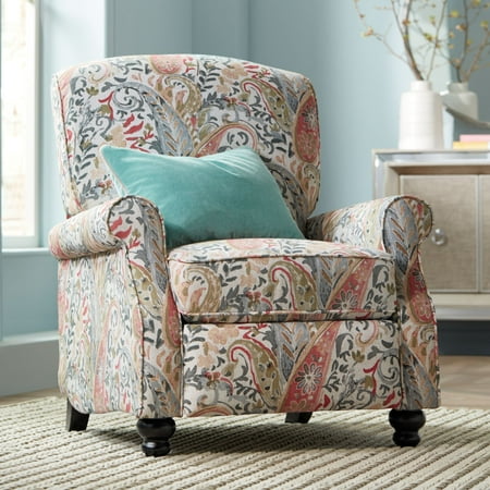 Elm Lane Ethel Coral Paisley Push Back Recliner Chair