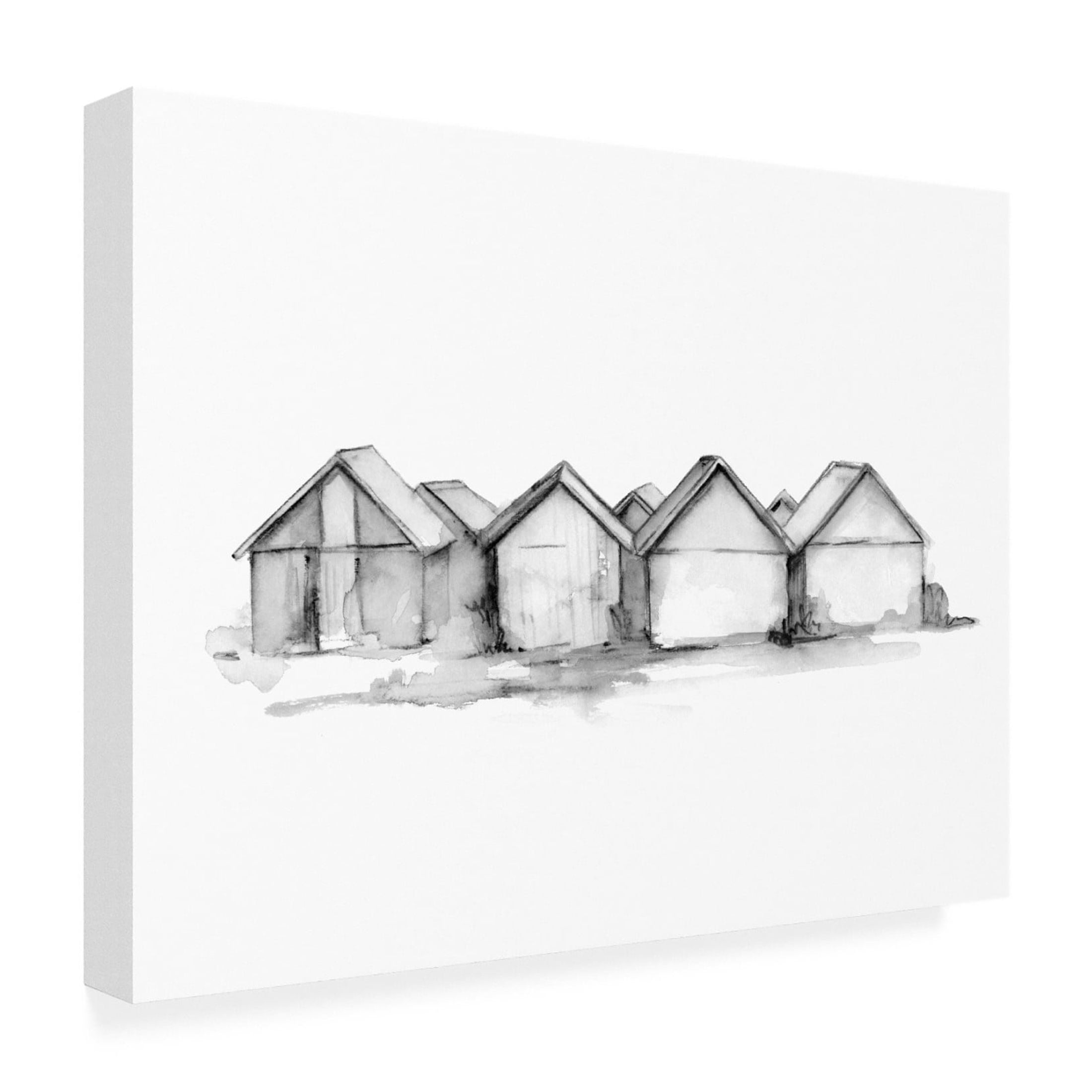 Canvas Wall Art - Emma Caroline 'Fishing Huts II' Wall Art for Living Room, Bedroom, or Office Décor by Trademark Fine Art - 47 x 35 Inches