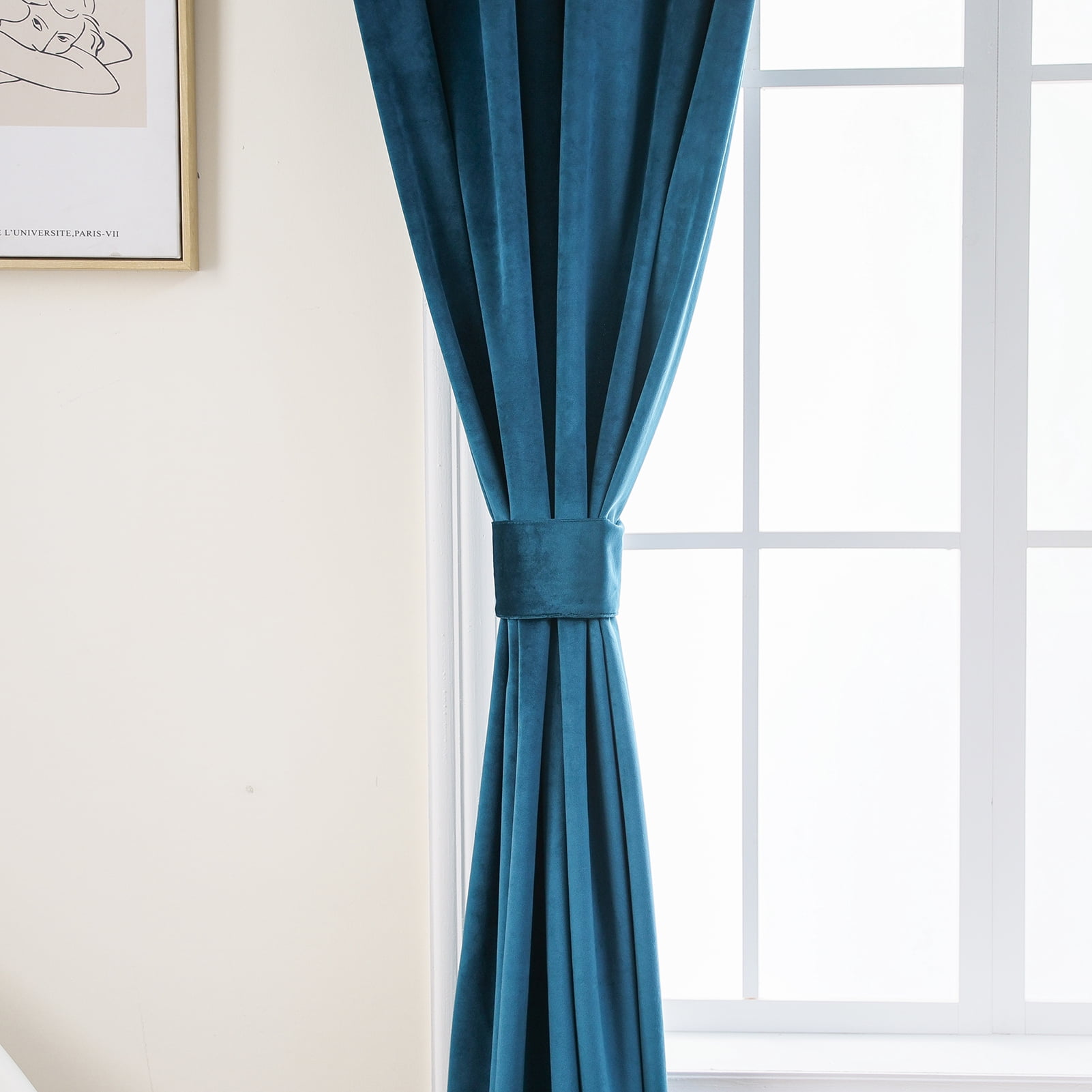 Pleasant Boulevard Velvet Blackout Curtains, 2 Panels, 52" x 95", Teal