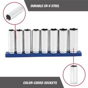 Hyper Tough 9-Piece 1/2-inch Drive Deep Metric Socket Set (mm)