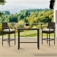 thumbnail image 2 of Yaheetech Outdoor PE Rattan Bar Stools with Cushions and Armrests, Set of 2, Brown/Beige, 2 of 7