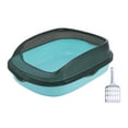 thumbnail image 3 of Cat Semi Closed Pet Litter Tray for Small Pets Indoor Cats Rabbit light blue medium, 3 of 8