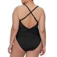 thumbnail image 2 of BLEU Women's Black Stretch Twist Front  Lined Deep V Neck Full Coverage Twist & Shout Halter One Piece Swimsuit 16W, 2 of 2