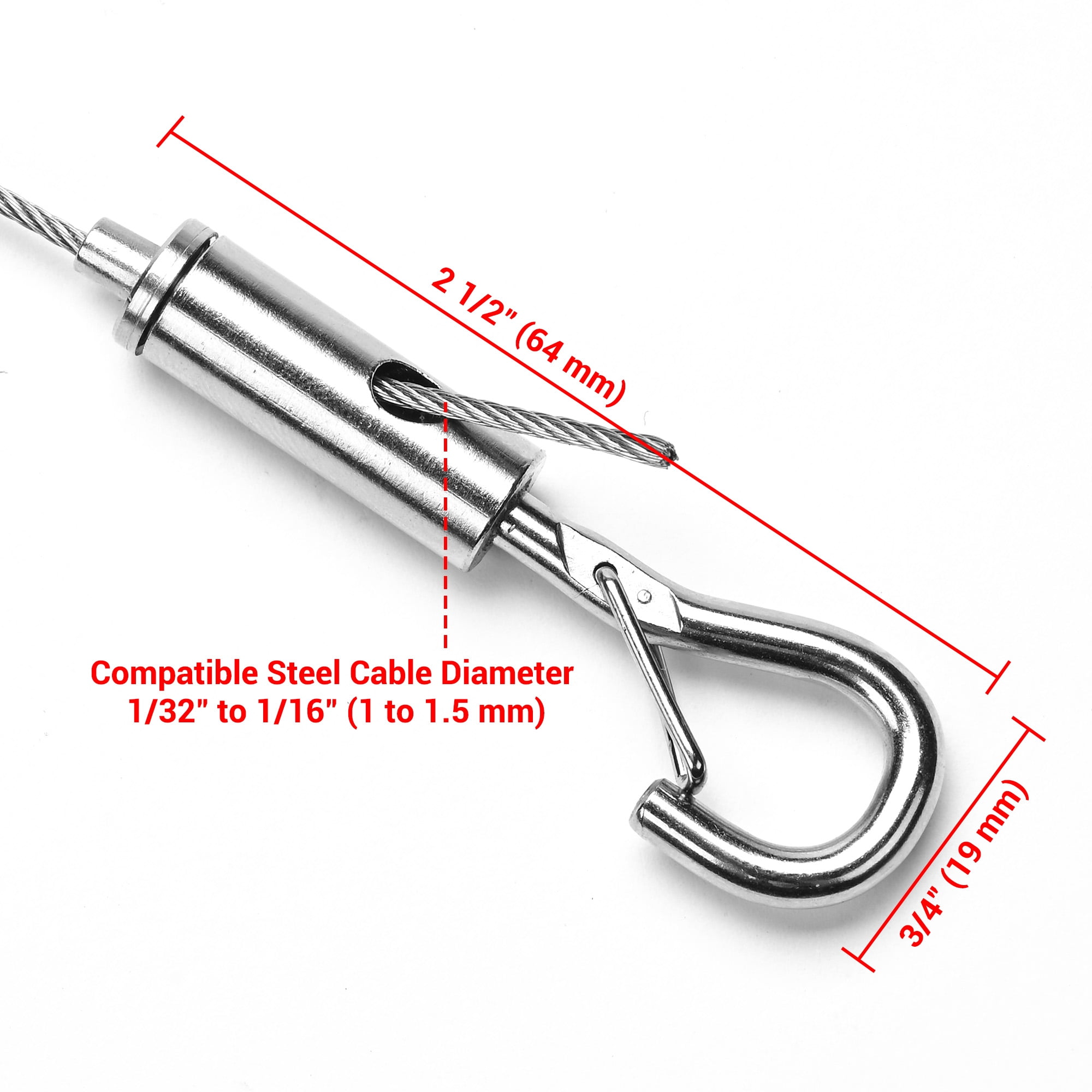 Yescom 20PCS Q Hanger Hooks Portable Turnbuckle Tensioner for 1/16" Cable Hanging Tightening Hardware YES0609