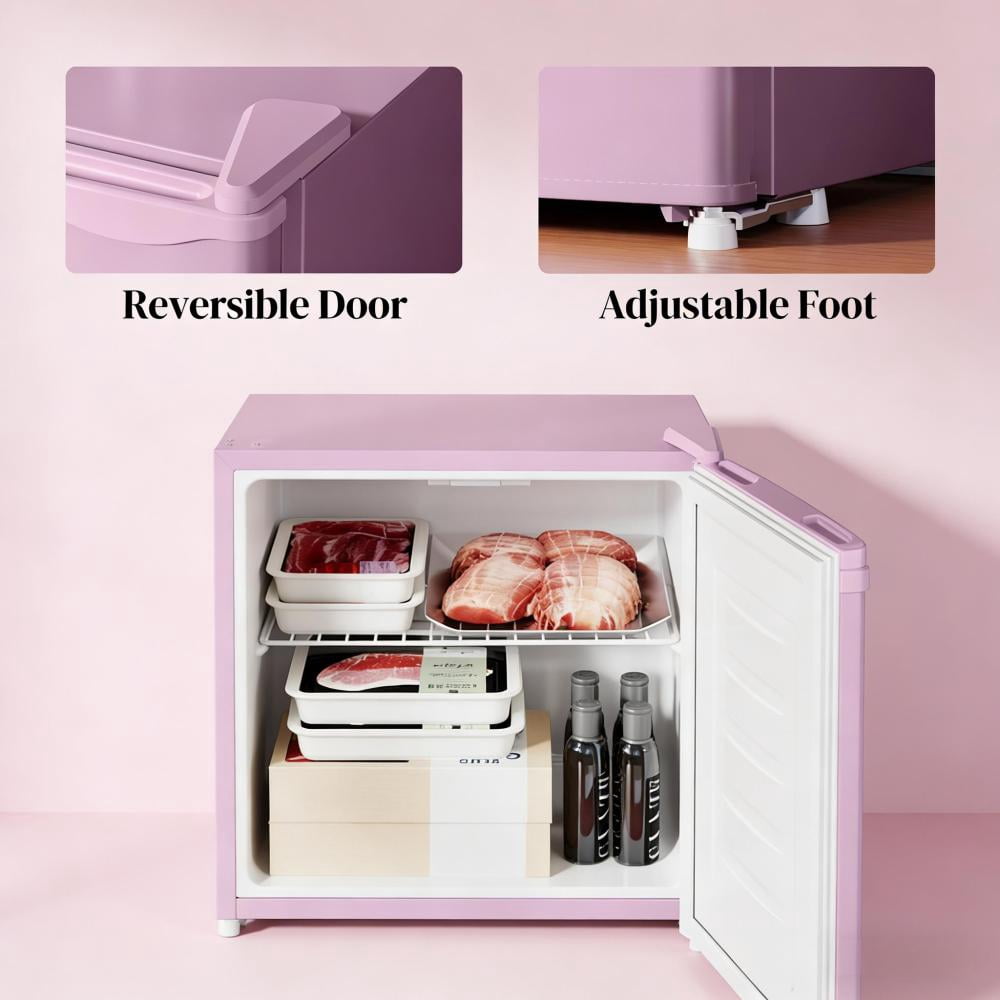 1.1 Cu.Ft Small Upright Freezer, Compact Corner Freezer with 5-Level Adjustable Thermostat, Reversible Door & Removable Shelf, Mini Freezer for Apartment Dorm Office, Silver