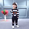 thumbnail image 6 of Otqutp 2 to 5Years Autumn Winter Kids Baby Girl Boy Clothes Set Long Sleeve Striped Bear Tops+Pants Tracksuit Outfits Clothing(Navy,6-7 Years), 6 of 8
