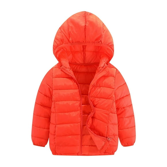 aohooy Doudoune Rembourrée Garçons Filles - avec Capuche Enfants Légère à Capuche Manteaux d'Hiver Chauds Vêtements d'Extérieur 3-16 Ans Orange,170