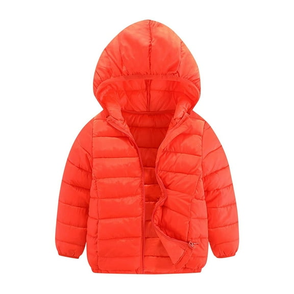 Eltusu Girls Puffer Jackets, Soft Full Zip Warm Windproof Winter Outerwear Orange Size 3-16 T