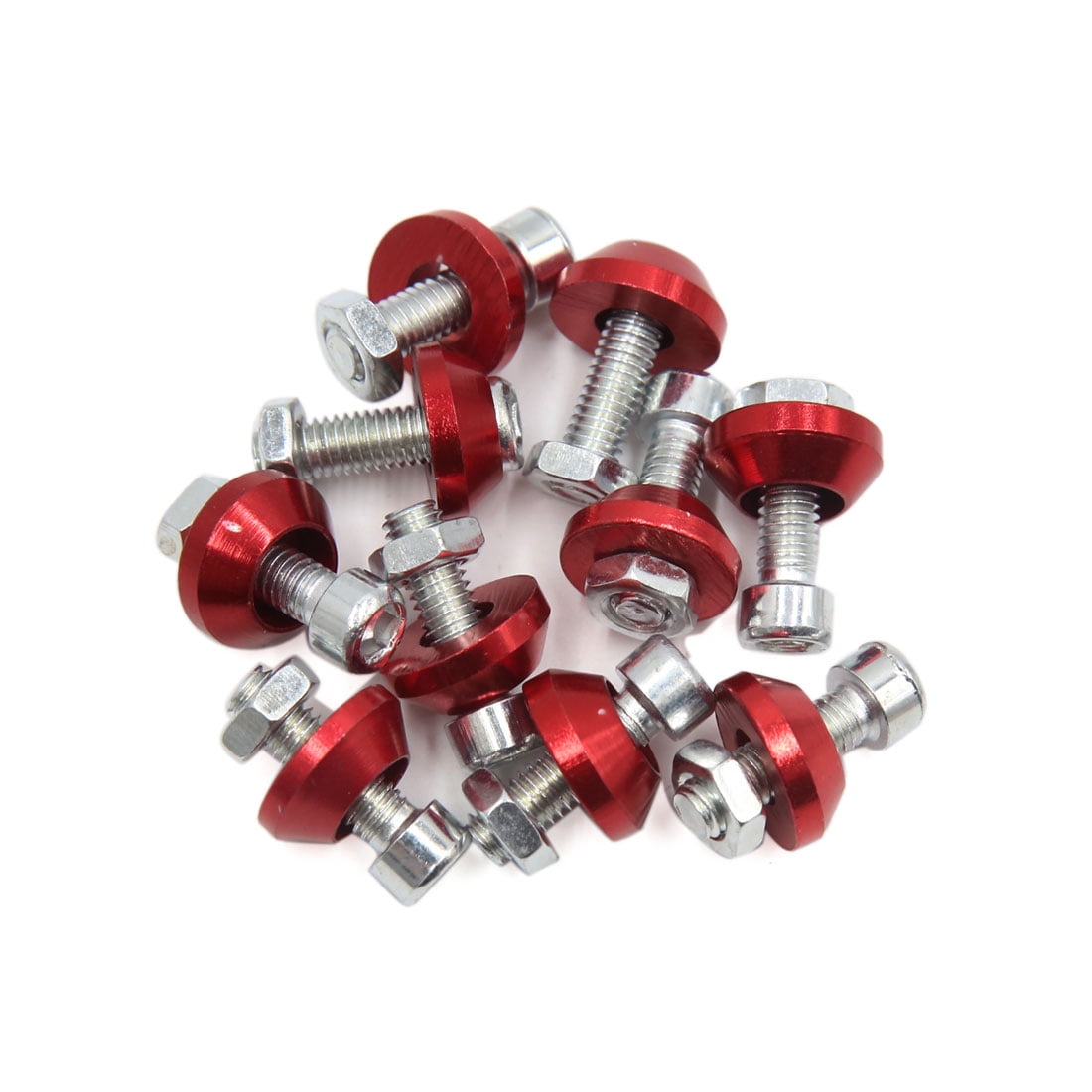 10pcs Red 6mm Thread Diameter Motorcycle License Plate Frame Screws