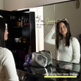 thumbnail image 6 of Ember Interiors Pro Black Makeup Vanity Desk with Glass Top, 10 Bulb Light Mirror, and Storage Cabinets, 6 of 13
