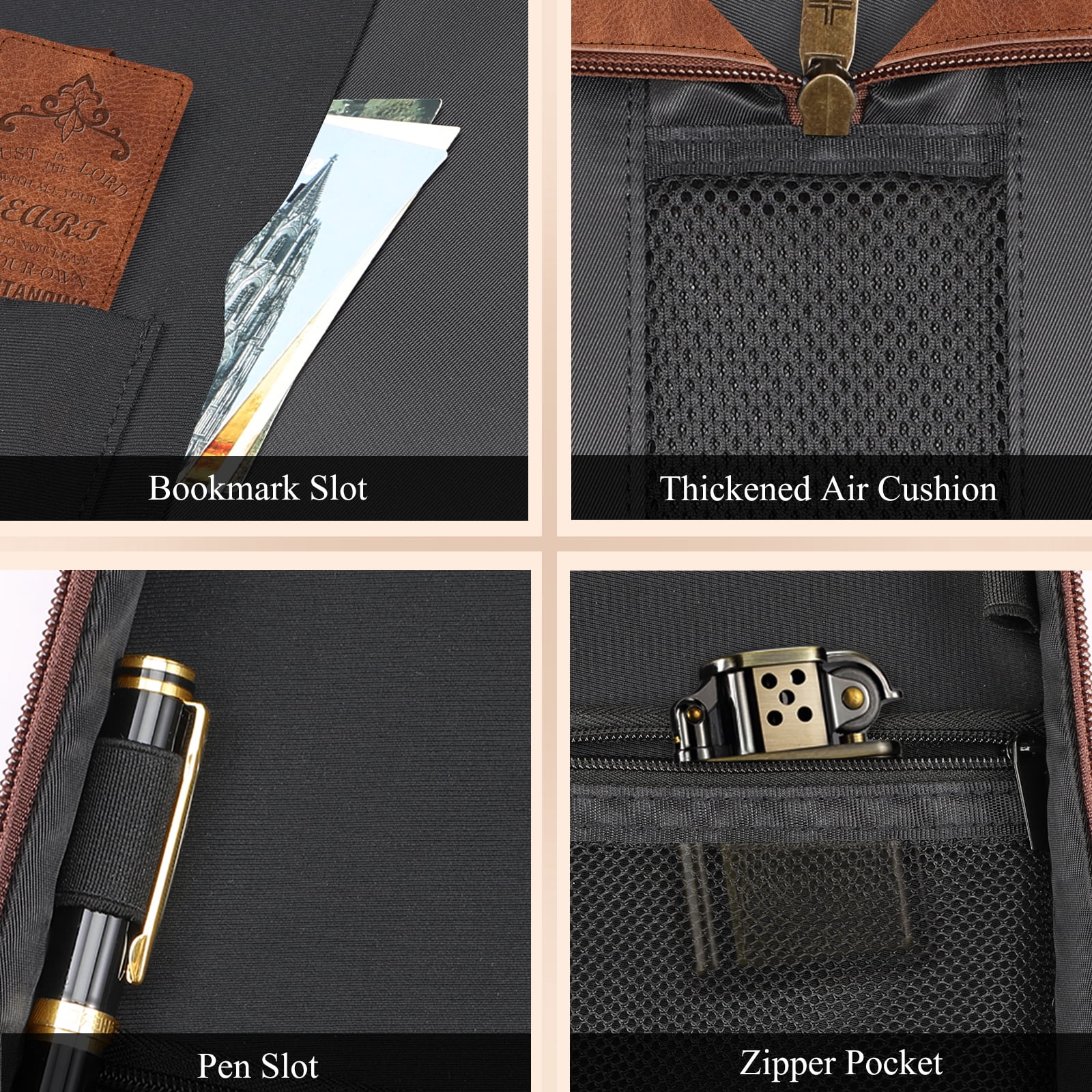 Classic Bible Cover, FINPAC Extra Large PU Leather Carrying Book Case Church Bag Bible Protective with Handle, Perfect Gift for Men, Women, Father, Mother, Friends [Trust in The Lord], Bronze