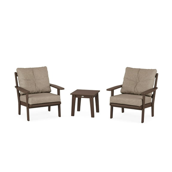 POLYWOOD® Prairie 3-Piece Deep Seating Set in Mahogany / Spiced Burlap