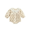 thumbnail image 1 of Franhais Baby Girl Romper/ Dress, Long Sleeve Round Neck Lace Floral Print Loose Bodysuit / Dress, 1 of 9