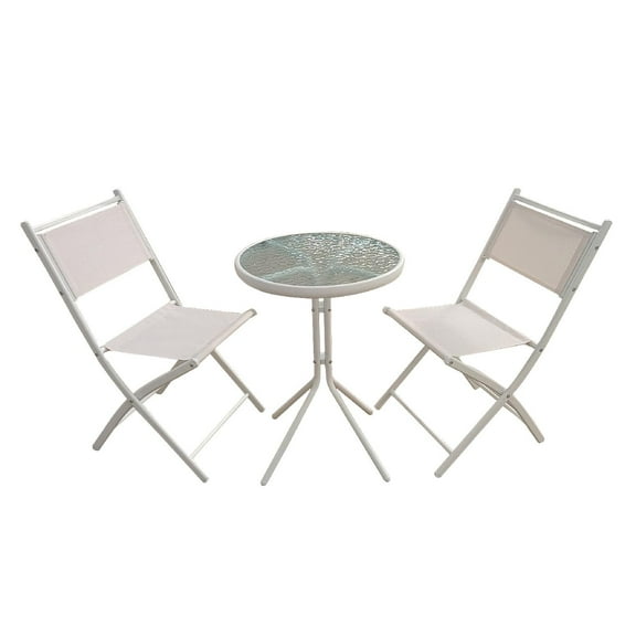 Juego De Comedor Mueble Exterior Para Jardín Mesa y 2 Sillas beige
