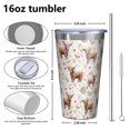 thumbnail image 4 of 16oz Tumblers White Highland Cow Flower Butterfly Pattern Stainless Steel Vacuum Insulated Double Wall Travel Tumbler Cups Mug with Lid and Straw,Cleaning Brush for Coffee,Tea, 4 of 4