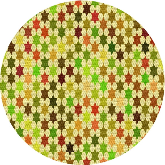 Ahgly Company Indoor Round Patterned Dark Bisque Brown Area Rugs, 6' Round