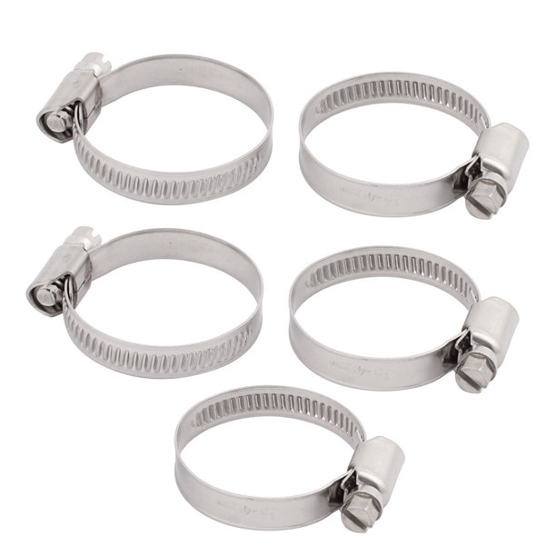 5 Pcs 25mm40mm Dia Range Stainless Steel German Type Adjustable Hose Clamp Hoop