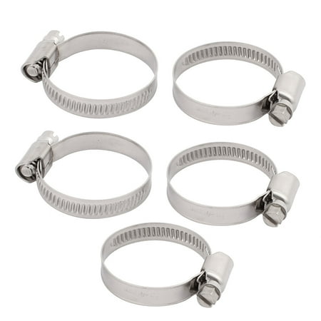 - 5 Pcs 25mm-40mm Dia Range Stainless Steel German Type Adjustable Hose Clamp Hoop