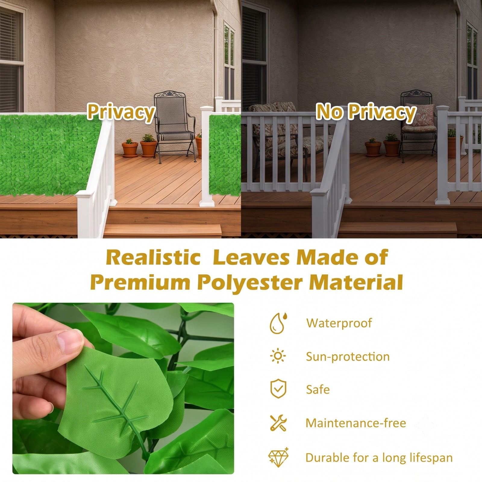 ALPULON 118 x 39 Inch Artificial Ivy Privacy Fence Faux Hedge Greenery Panel for Garden Backyard Balcony Wall Outdoor Screen Decor, Light Green
