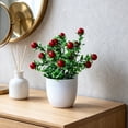 thumbnail image 6 of Dongrere Artificial Potted Plants with White Plastic Pot Fake Bush Greenery Faux Flower Arrangement Decorative for Home Bedroom Office Desk, B, 6 of 6