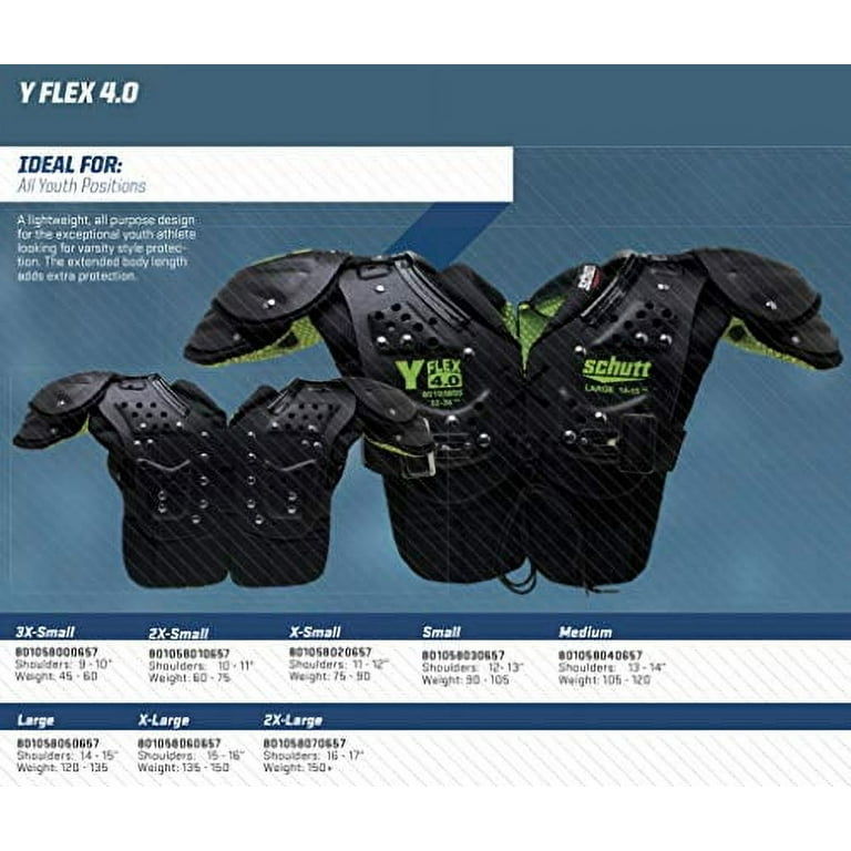 Schutt Y-Flex 4.0 Shoulder Pads, Football, Black, X-Large Schutt Y-Flex 4.0 Shoulder Pads, Football, Black, X-Large