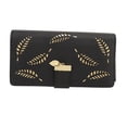 thumbnail image 2 of Monedero Con Tarjetero Para Mujer, Cartera Con Costuras Finas, Cuero PU Negro Exquisito Para Ir De Compras, 2 of 7