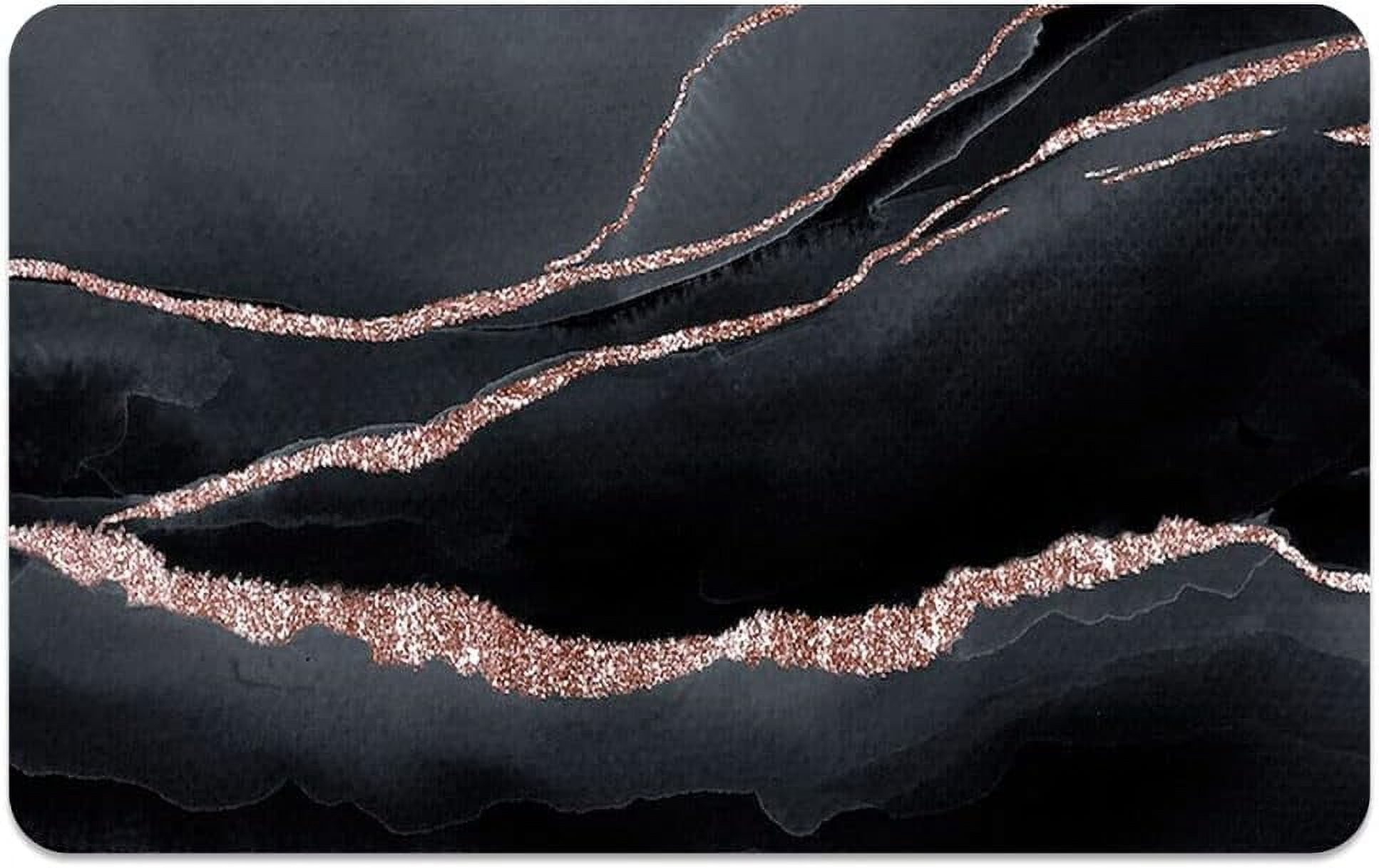 Diatomaceous Earth Bath Mat,Black marble Soft Wrinkle Free Bathroom Floor Rugs Non-Slip Volume Super Absorbent Fast Drying for Bathroom Kitchen Door mat,Eco-Friendly Easy to Clean(43cm×70cm)