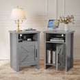 thumbnail image 2 of Vineego Nightstand Set of 2 Farmhouse Nightstand with Storage Shelves Bedside Tables End Table for Bedroom Modern Wood Side Table Living Room,Gray, 2 of 7
