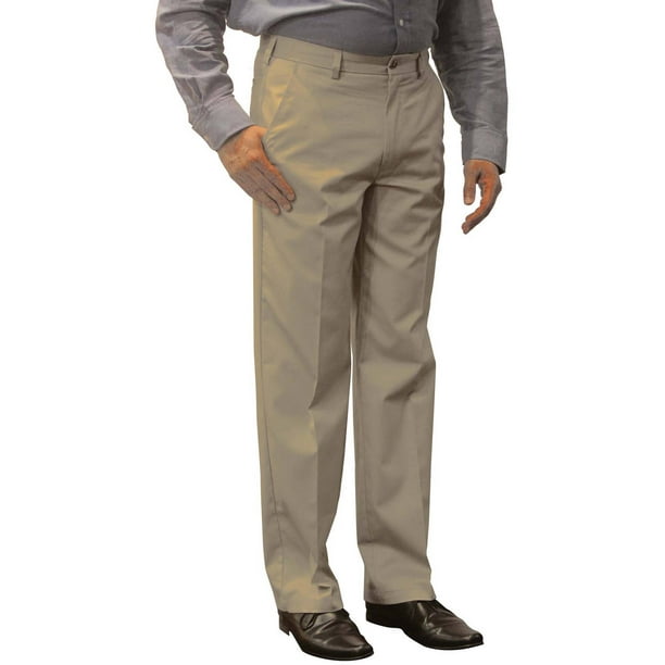 GEORGE - George Men's Premium Flat Front Khaki Pants - Walmart.com ...