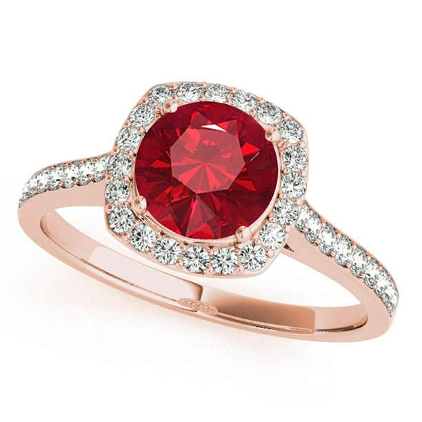MauliJewels - 1.20 Ct Diamond & Created Ruby Engagement/Wedding Ring ...