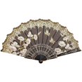 thumbnail image 2 of D-GROEE Folding Fan, Cloth Folding Hand Fan, For Cooling, Performances, Decorations, Gifts, Vintage Style Exquisite Pattern Folding Fan Photography Prop, 2 of 6