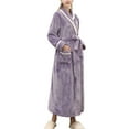 thumbnail image 3 of Seyurigaoka Adults Night-Robe, Turn-Down Collar Long Sleeve Sleepwear with Waistband, 3 of 7