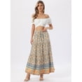 thumbnail image 4 of DARING DIVA Women's Floral Ruffle A Line Tiered Maxi Skirts Medium Beige, 4 of 6