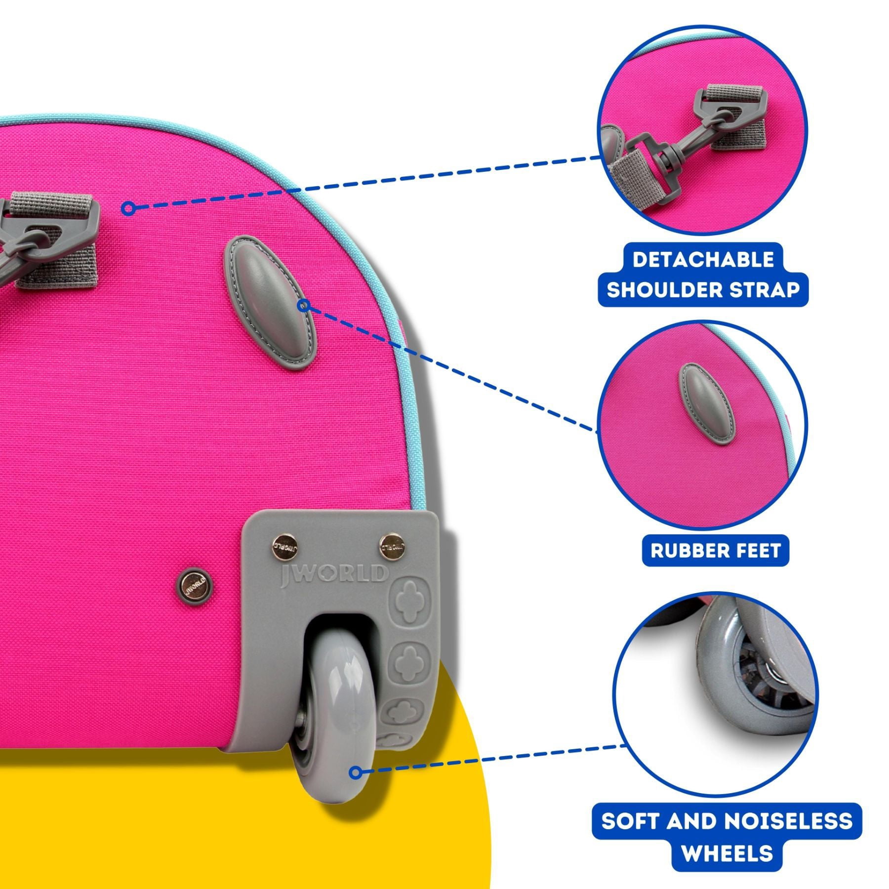 J World Girls Kids travel Duffle Bag with Wheels Carry-on Luggage, Unicorn