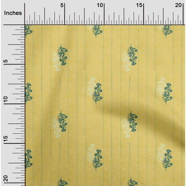 oneOone Silk Tabby Fabric Stripe & Floral Artistic Print Fabric BTY 42 Inch Wide