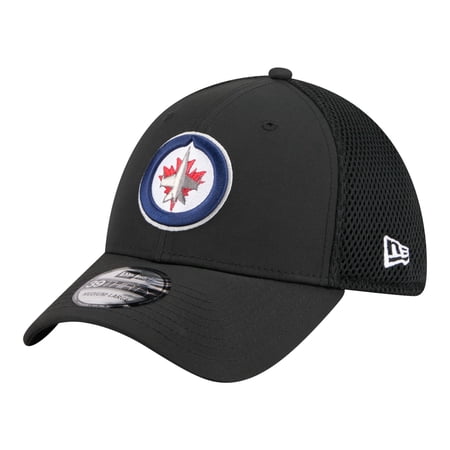 Men s New Era Black Winnipeg Jets Logo 39THIRTY Flex Hat